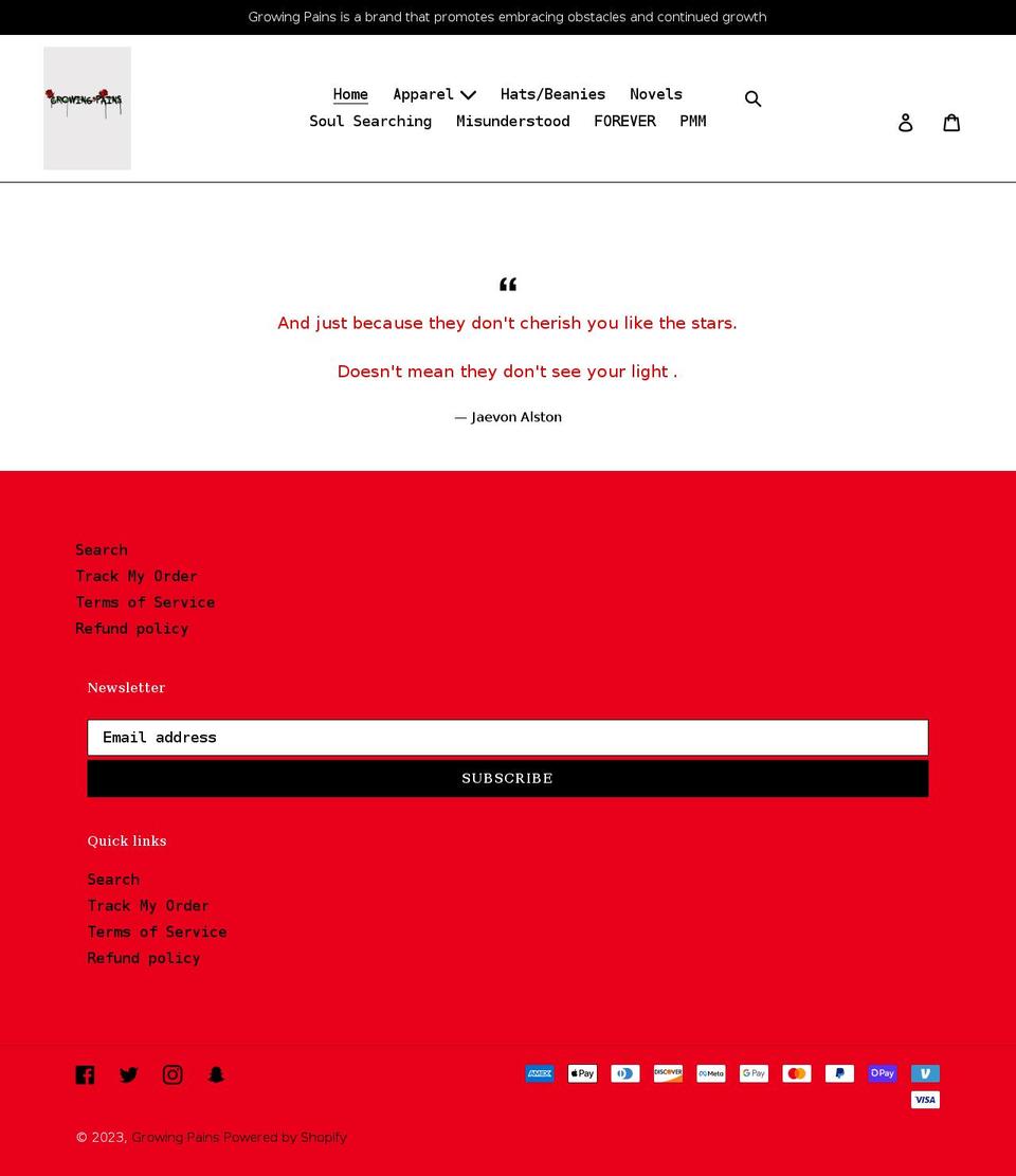 growingpains.shop shopify website screenshot
