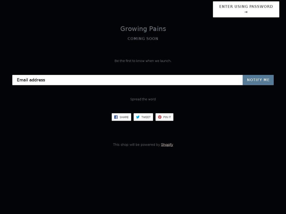growingpainsca.com — Shopify storefront screenshot
