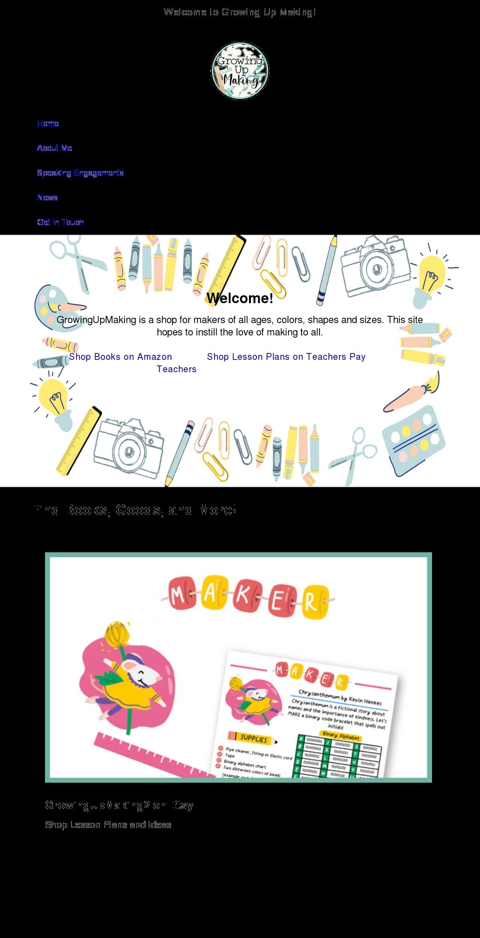 growingupmaking.com shopify website screenshot