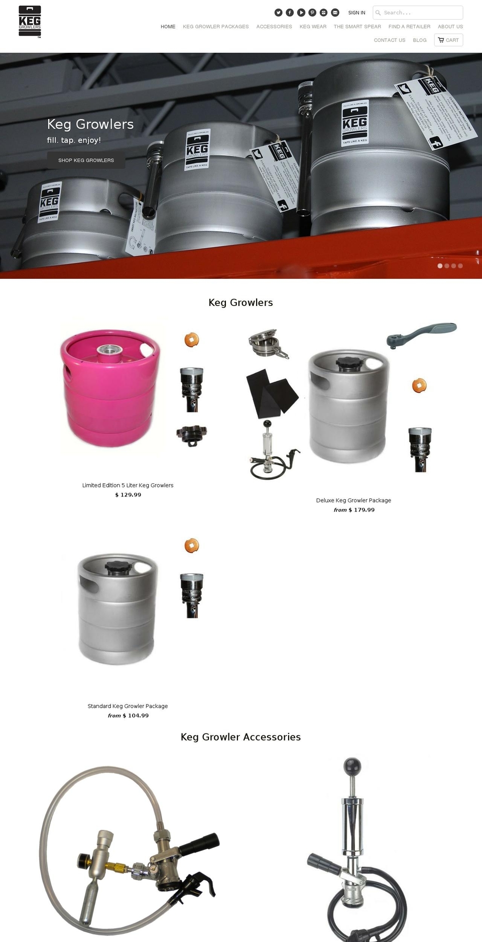 growlerkegs.com shopify website screenshot