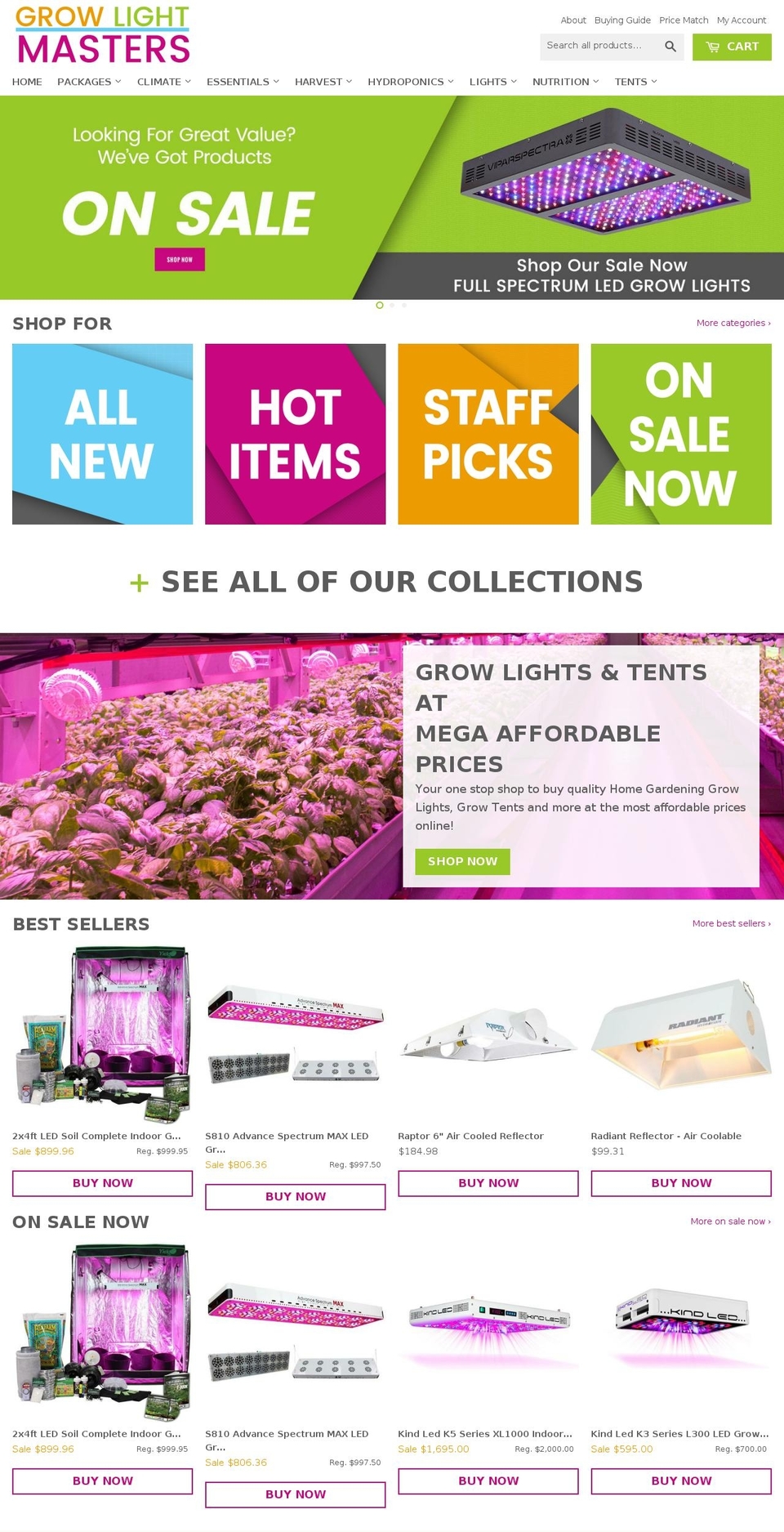 premium Shopify theme site example growlightmasters.com
