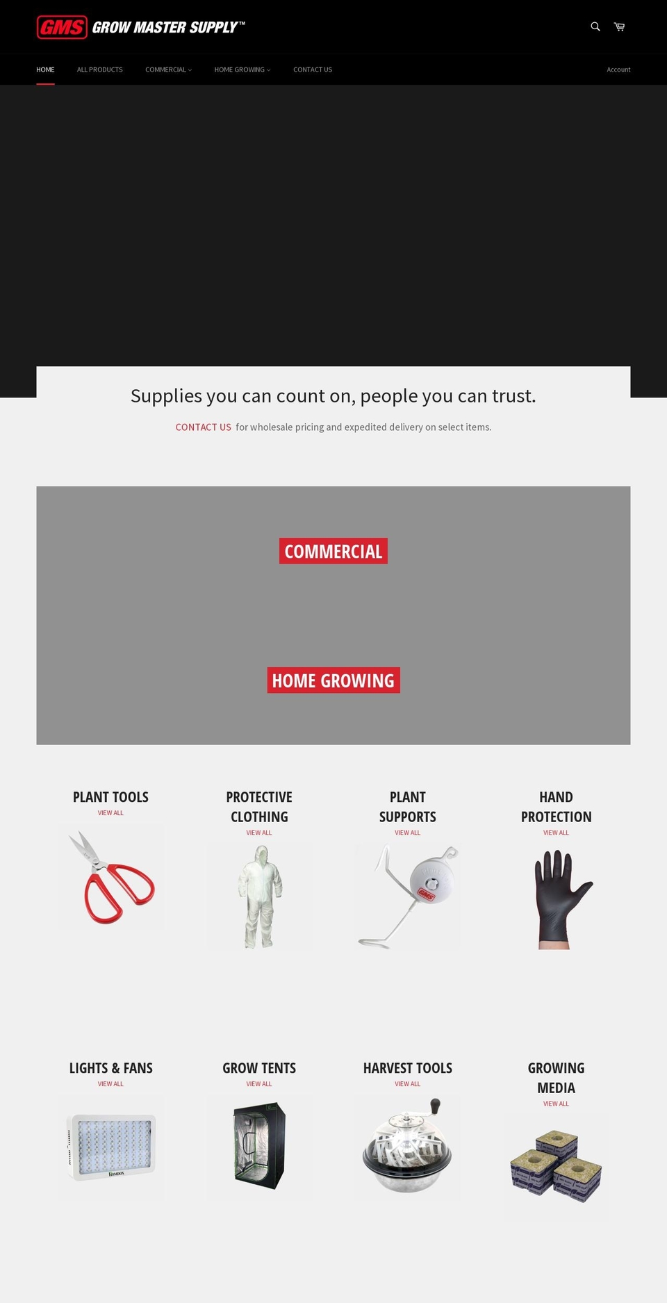 growmastersupply.com — Shopify storefront screenshot