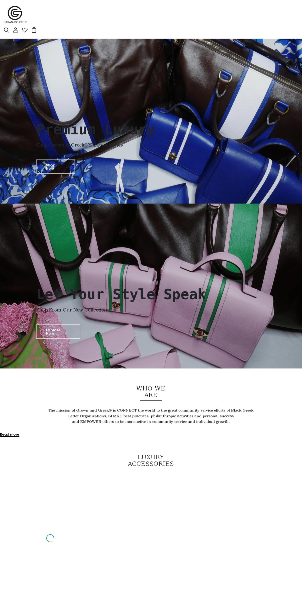 grownandgreekfashion.com shopify website screenshot