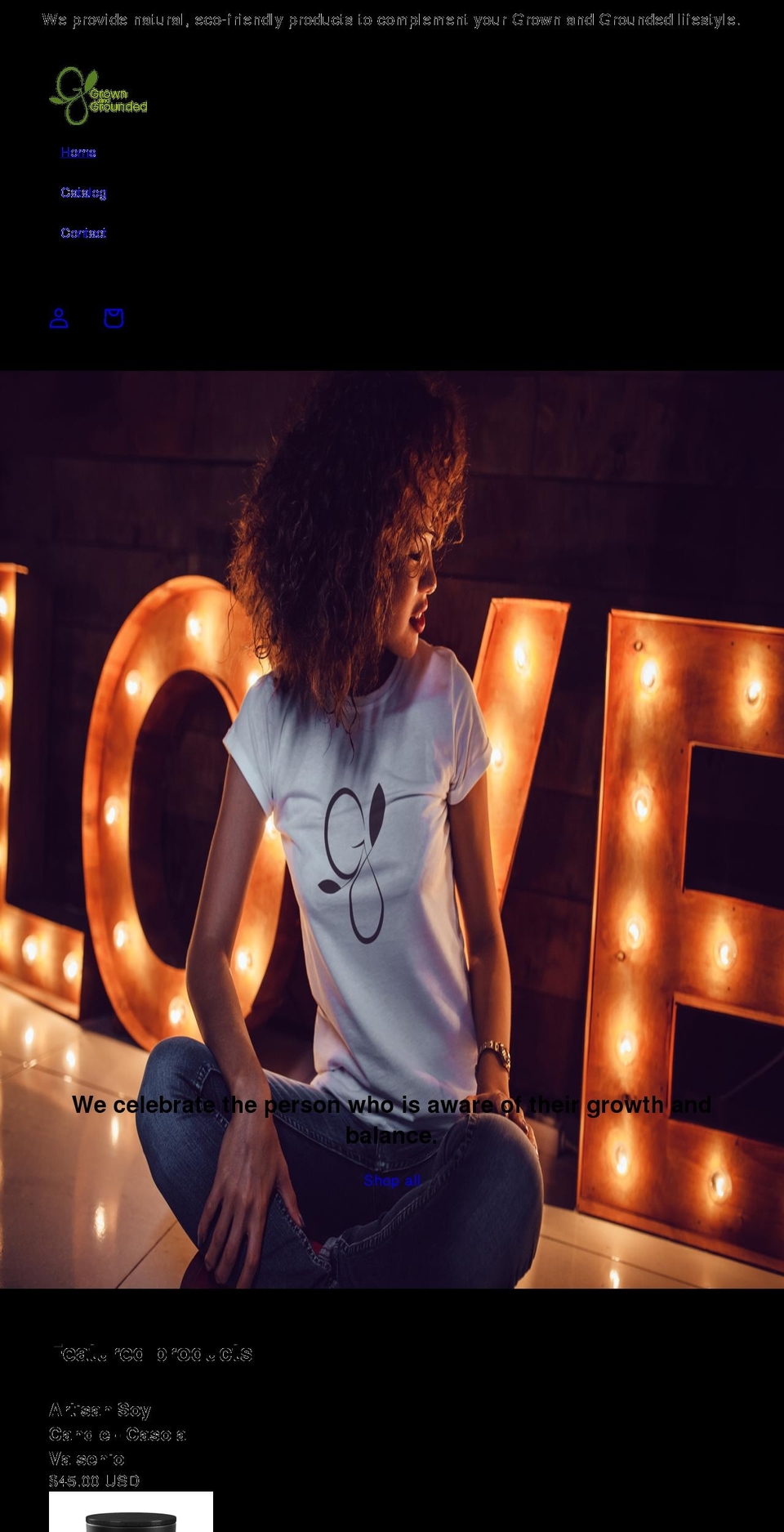 grownandgrounded.com shopify website screenshot