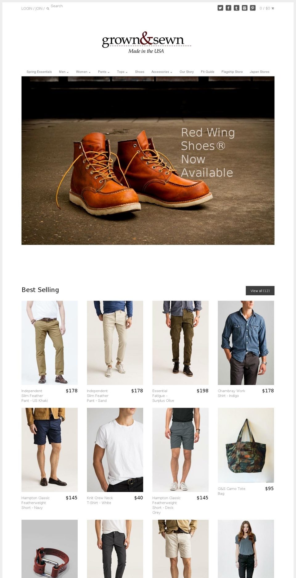 grownandsewn.com shopify website screenshot