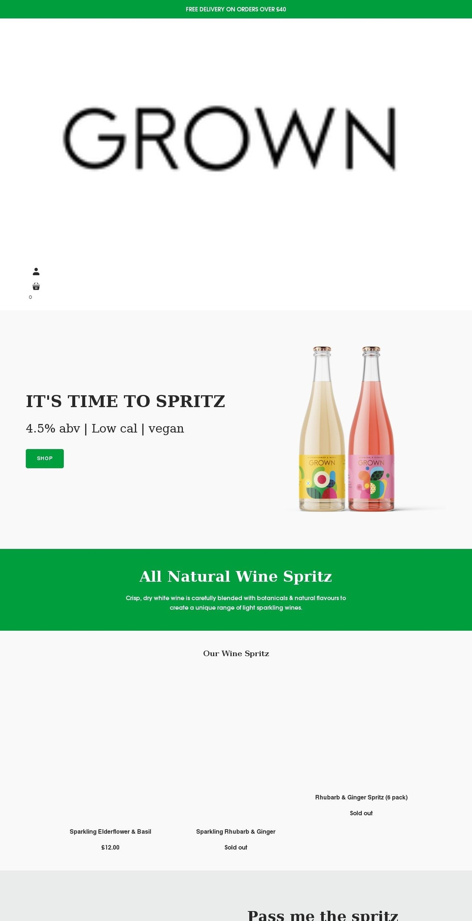 growndrinks.co.uk shopify website screenshot