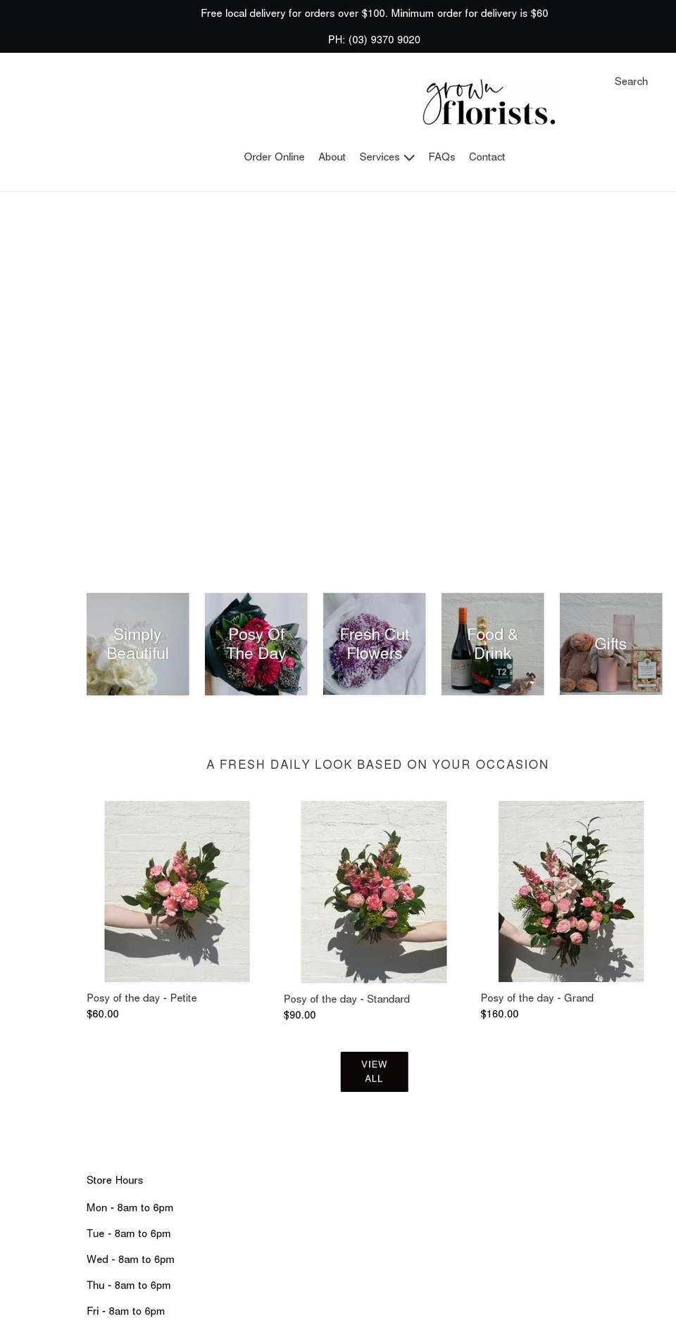 grownflorists.com.au shopify website screenshot