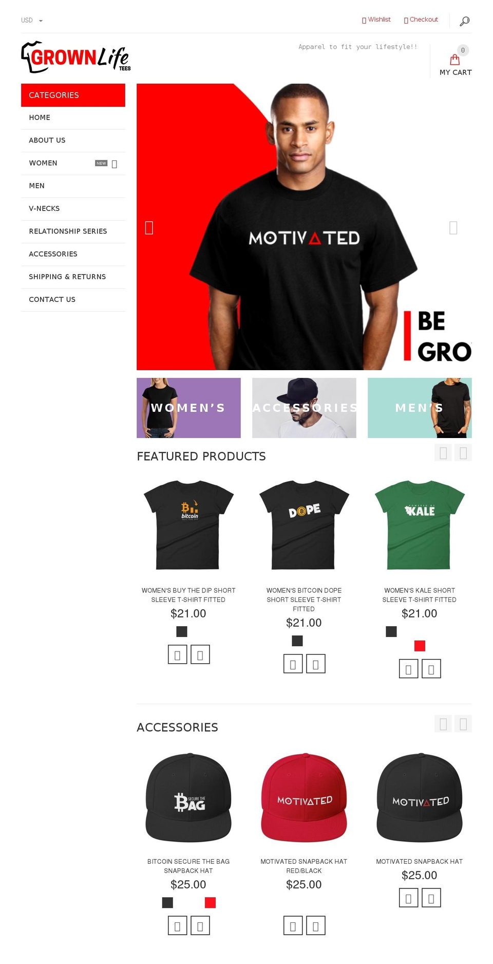 grownlifetees.com — Shopify storefront screenshot