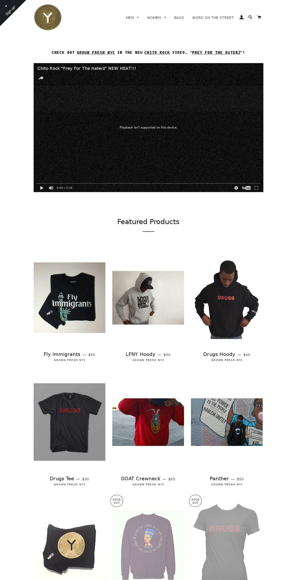 grownnyc.com shopify website screenshot
