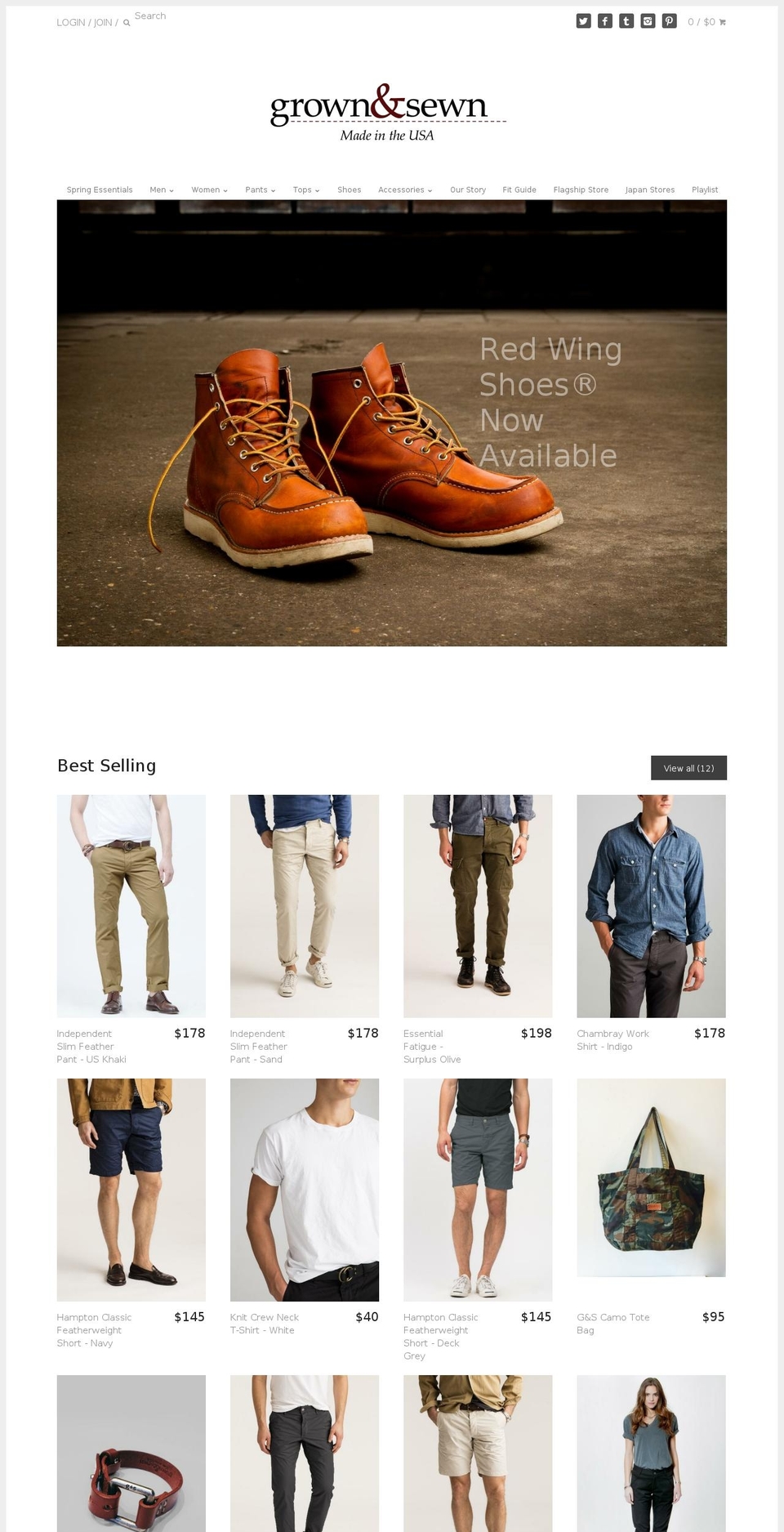 grownsewn.com shopify website screenshot