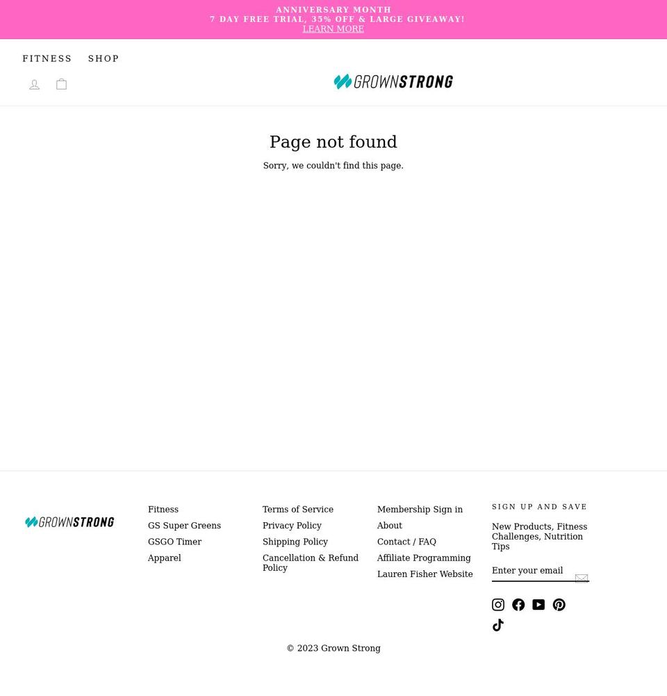 grownstrong.com shopify website screenshot
