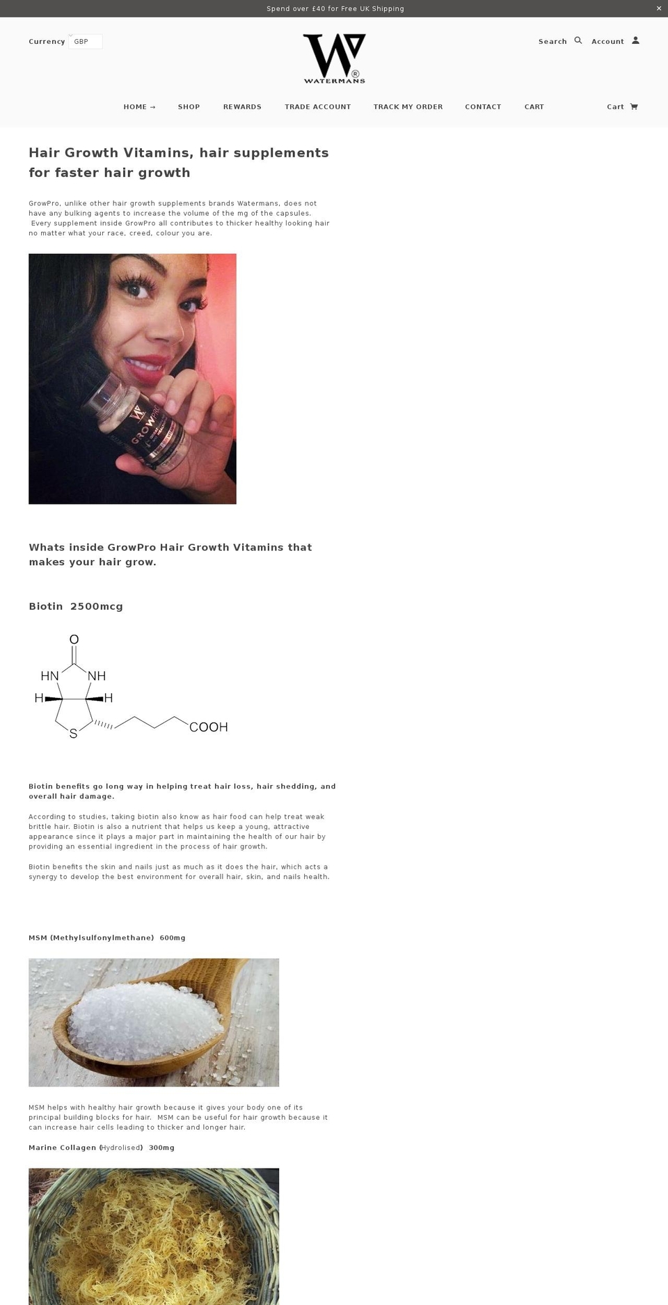 growpro-hair-vitamins.com — Shopify storefront screenshot