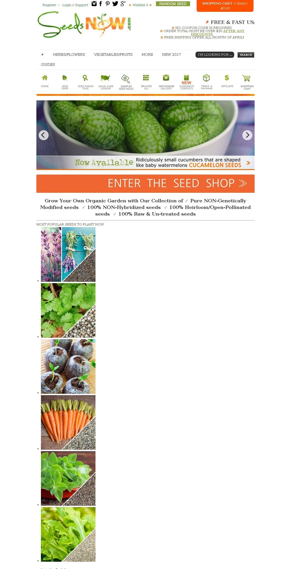 growseedsnow.com shopify website screenshot