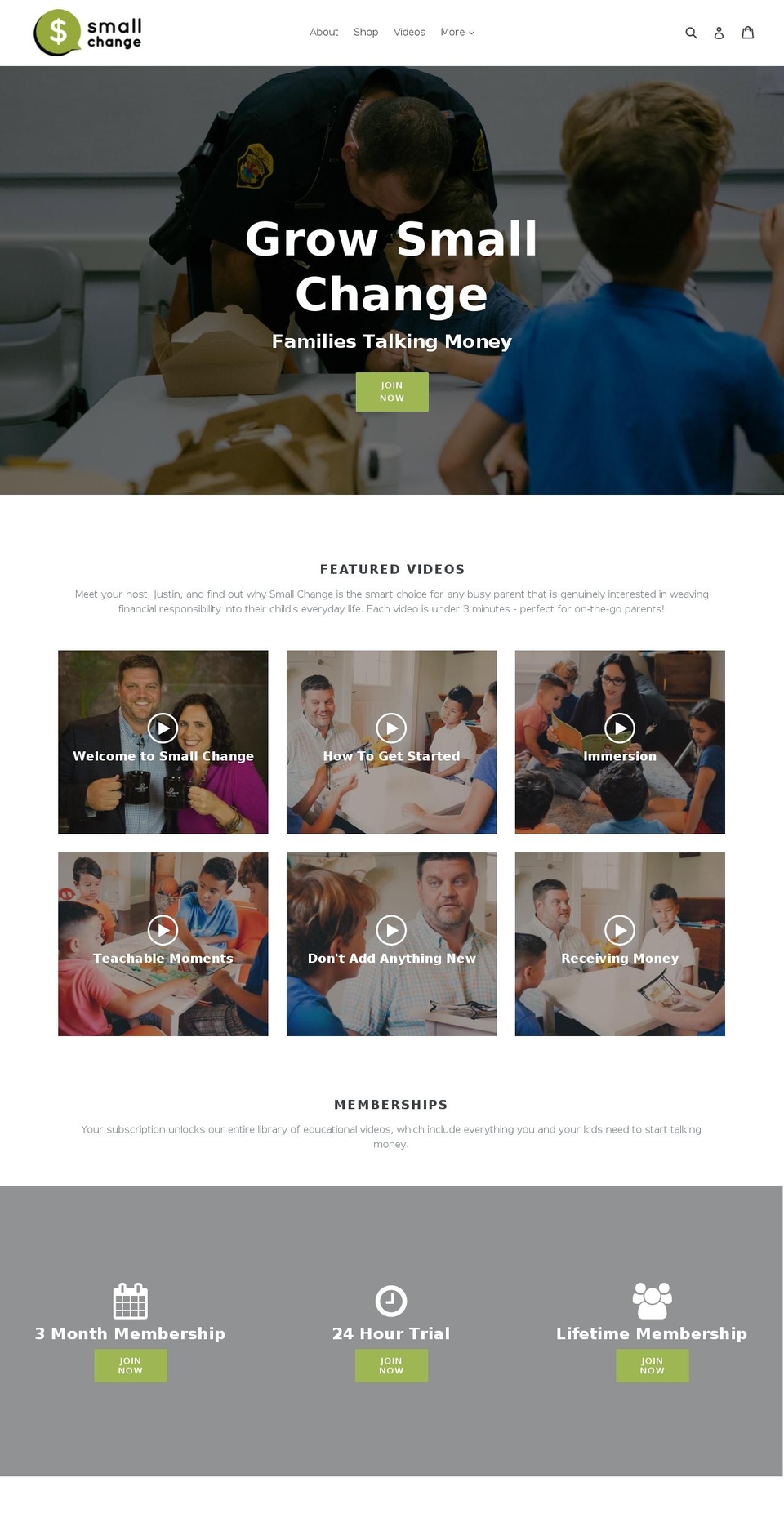 growsmallchange.com shopify website screenshot
