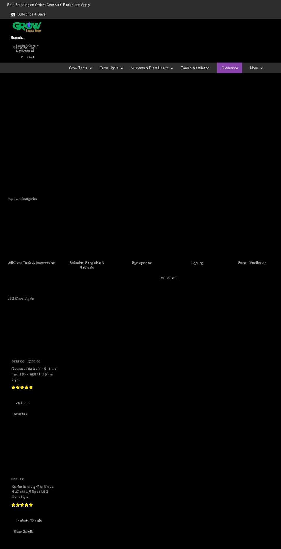 growsupplyshop.com shopify website screenshot