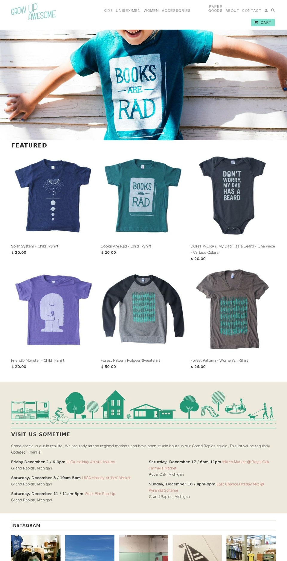 growupawesome.com shopify website screenshot