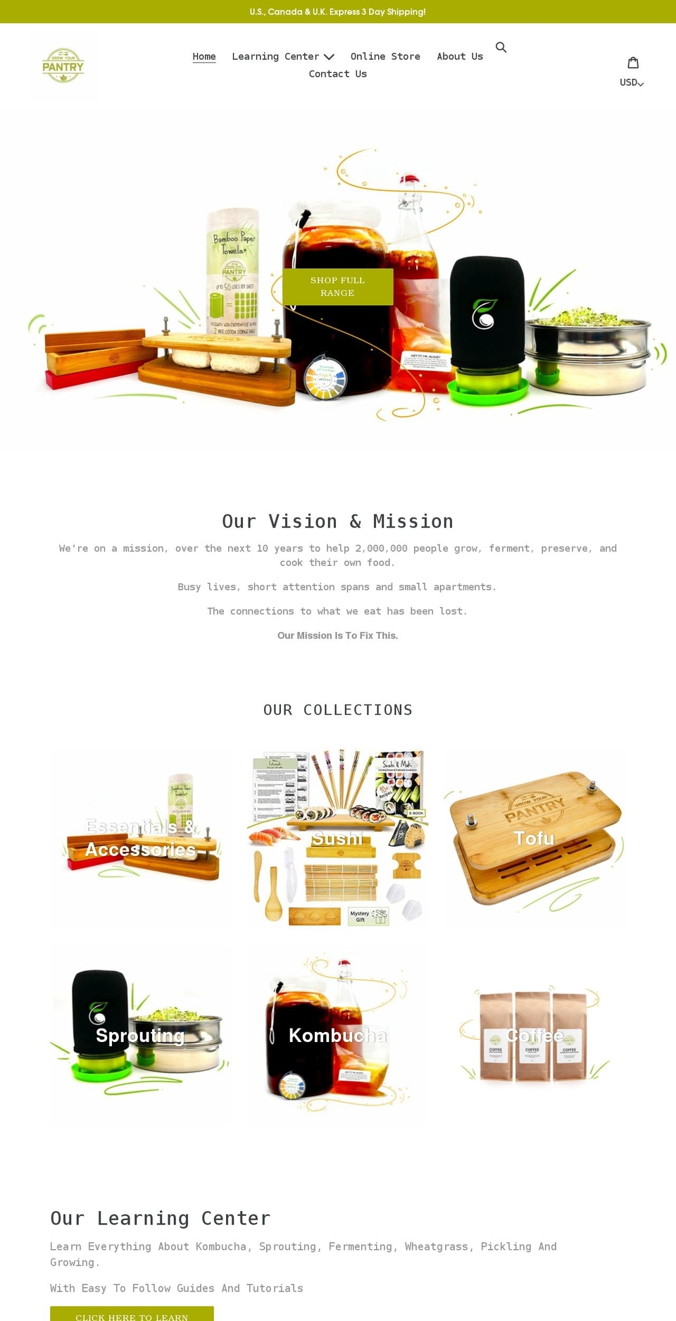 growyourpantry.com shopify website screenshot
