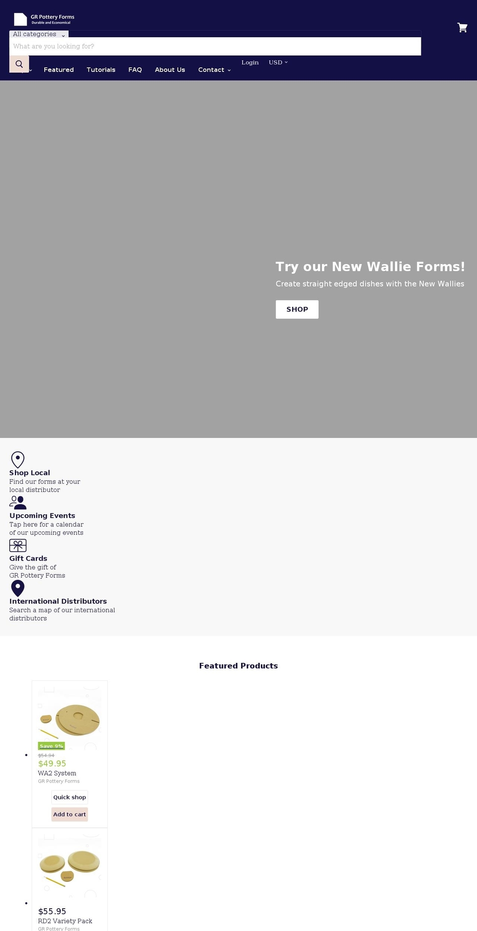 grpotteryforms.com shopify website screenshot
