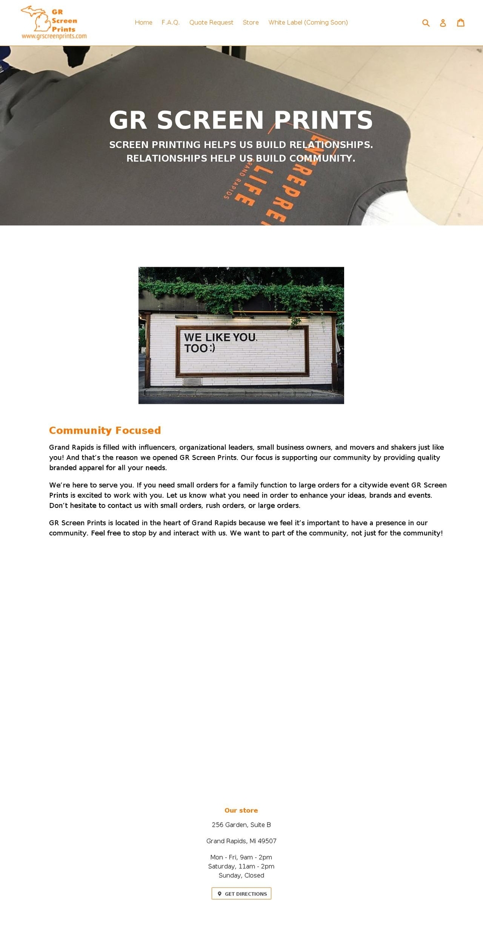 grscreenprints.com shopify website screenshot