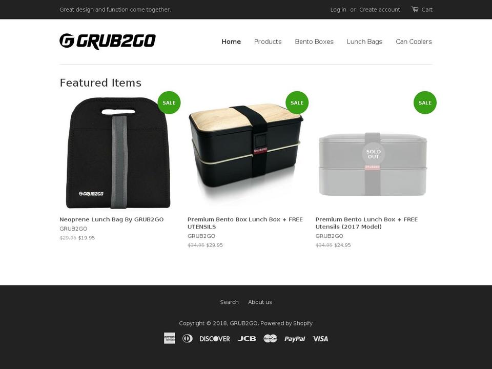 grub2go.info shopify website screenshot