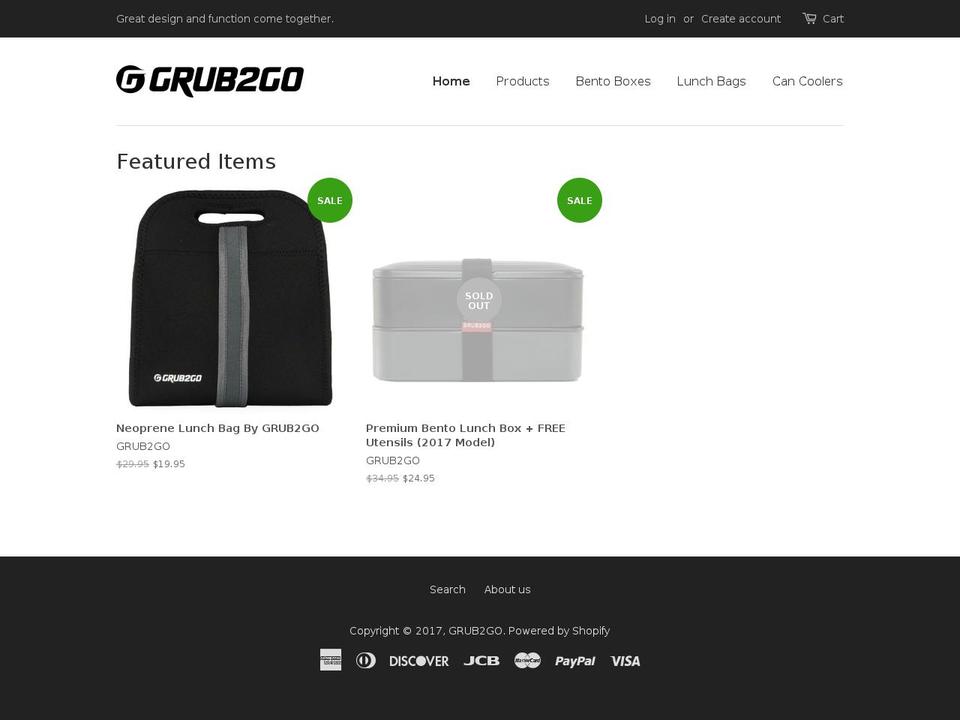 grub2go.net shopify website screenshot