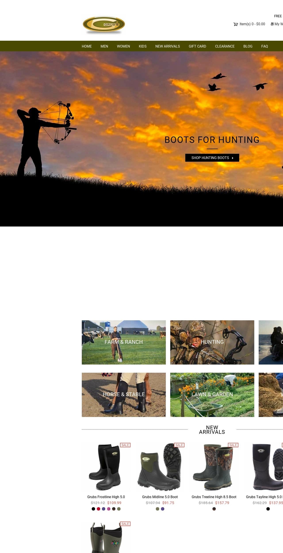 grubsbootsusa.com shopify website screenshot