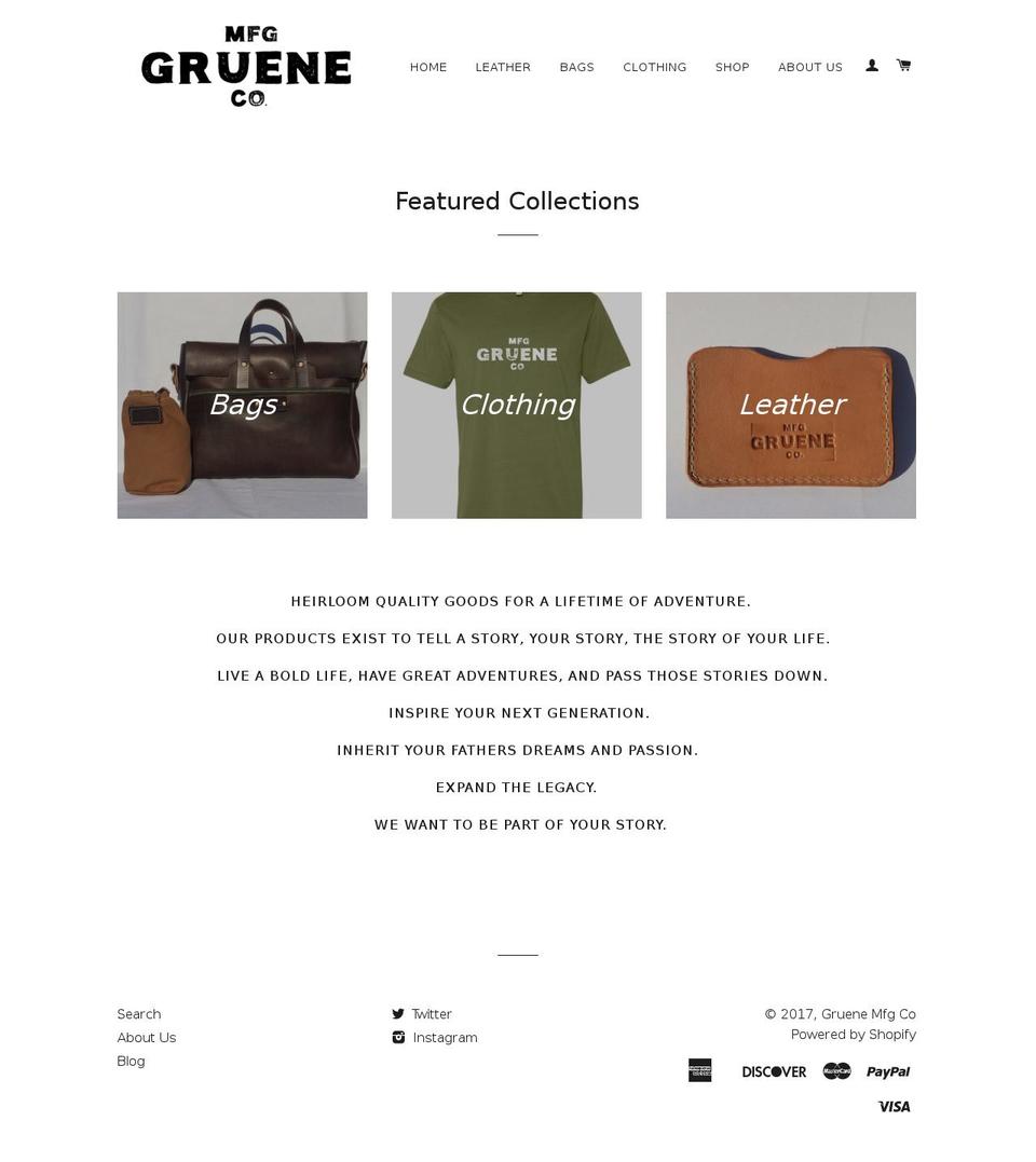 gruenemfgco.com shopify website screenshot