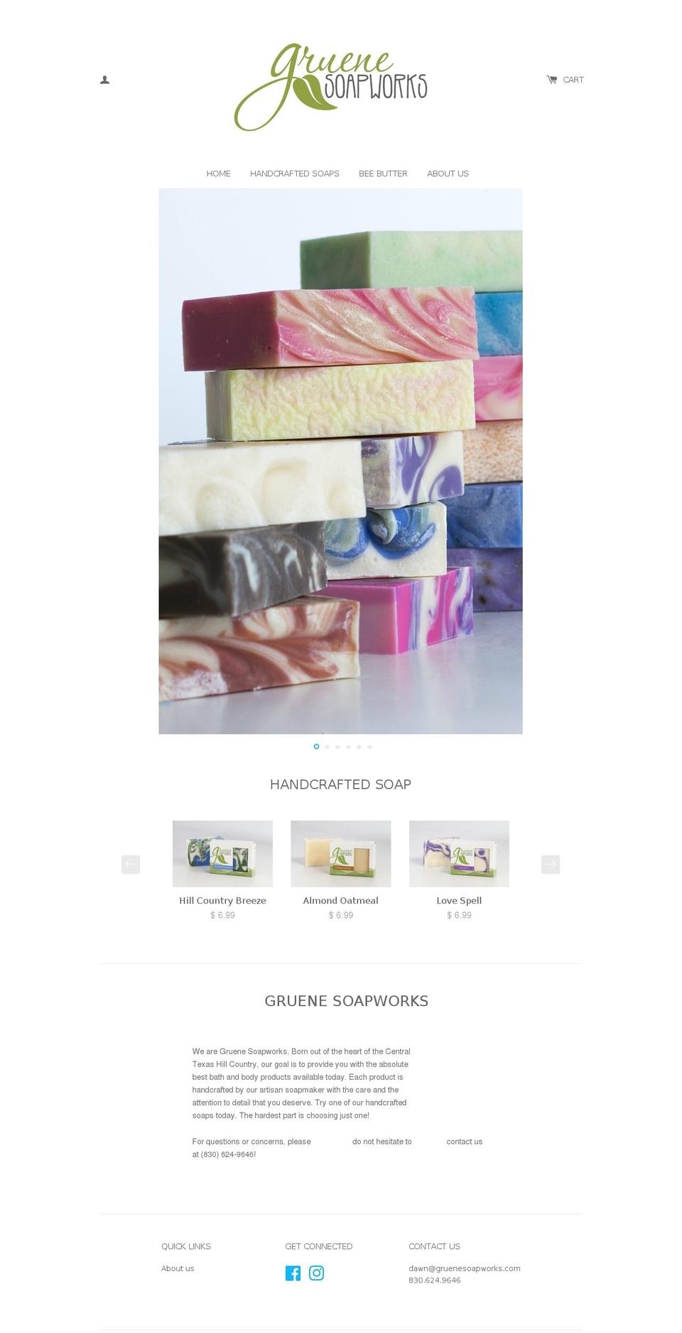 gruenesoapworks.com shopify website screenshot