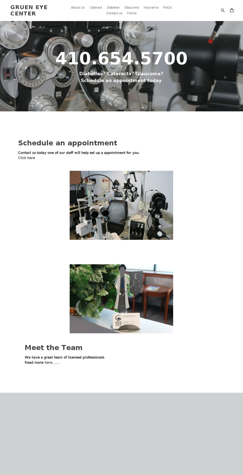 grueneyecenter.com shopify website screenshot