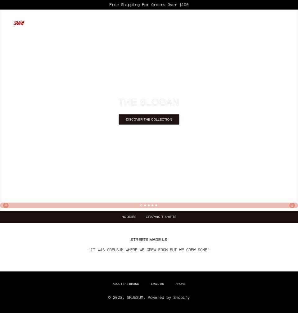 gruesum.com shopify website screenshot