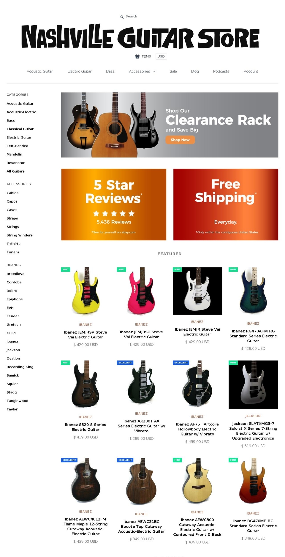 Copy of Pacific NGS Shopify theme site example gruhnguitarstore.com