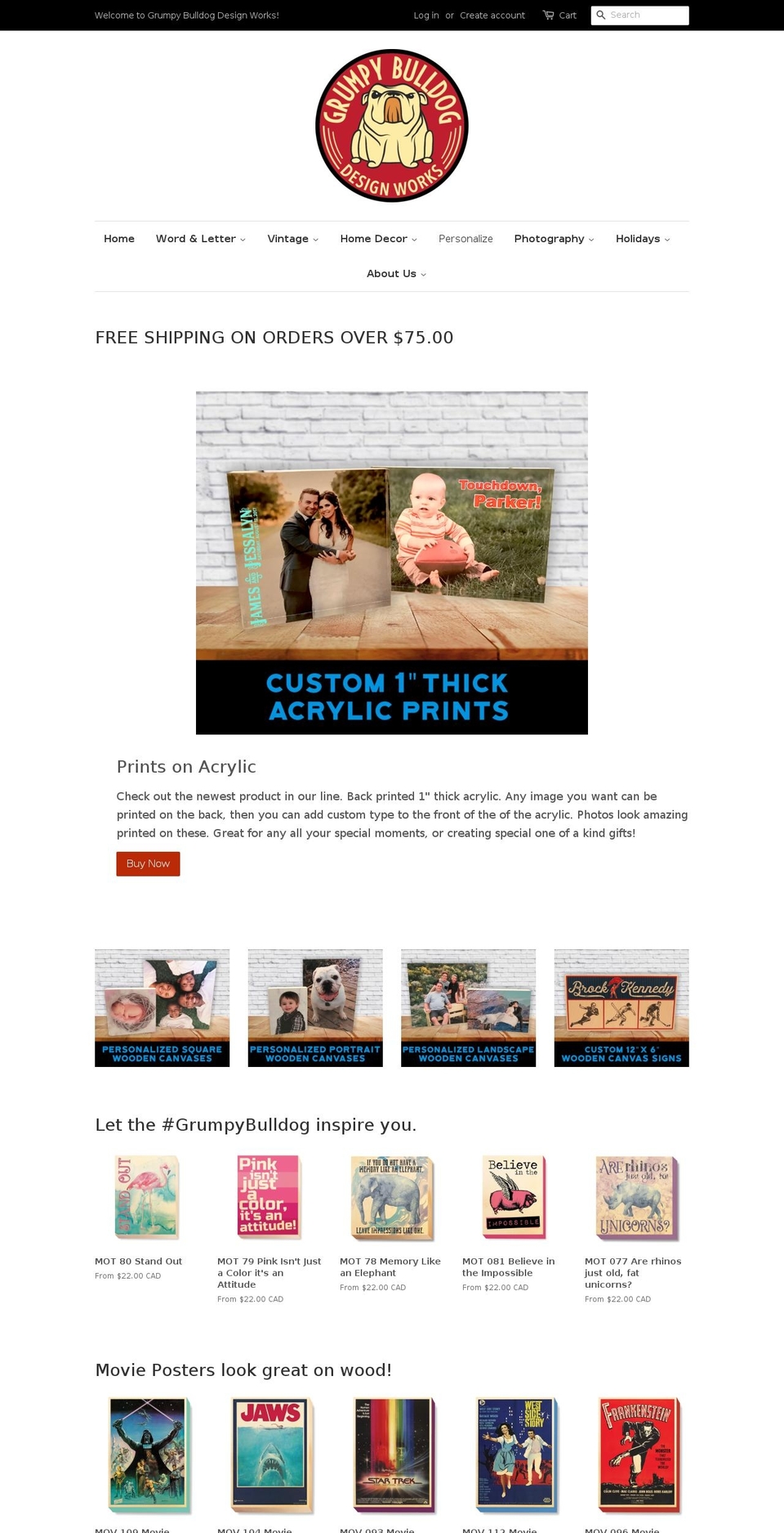 grumpybulldog.ca shopify website screenshot