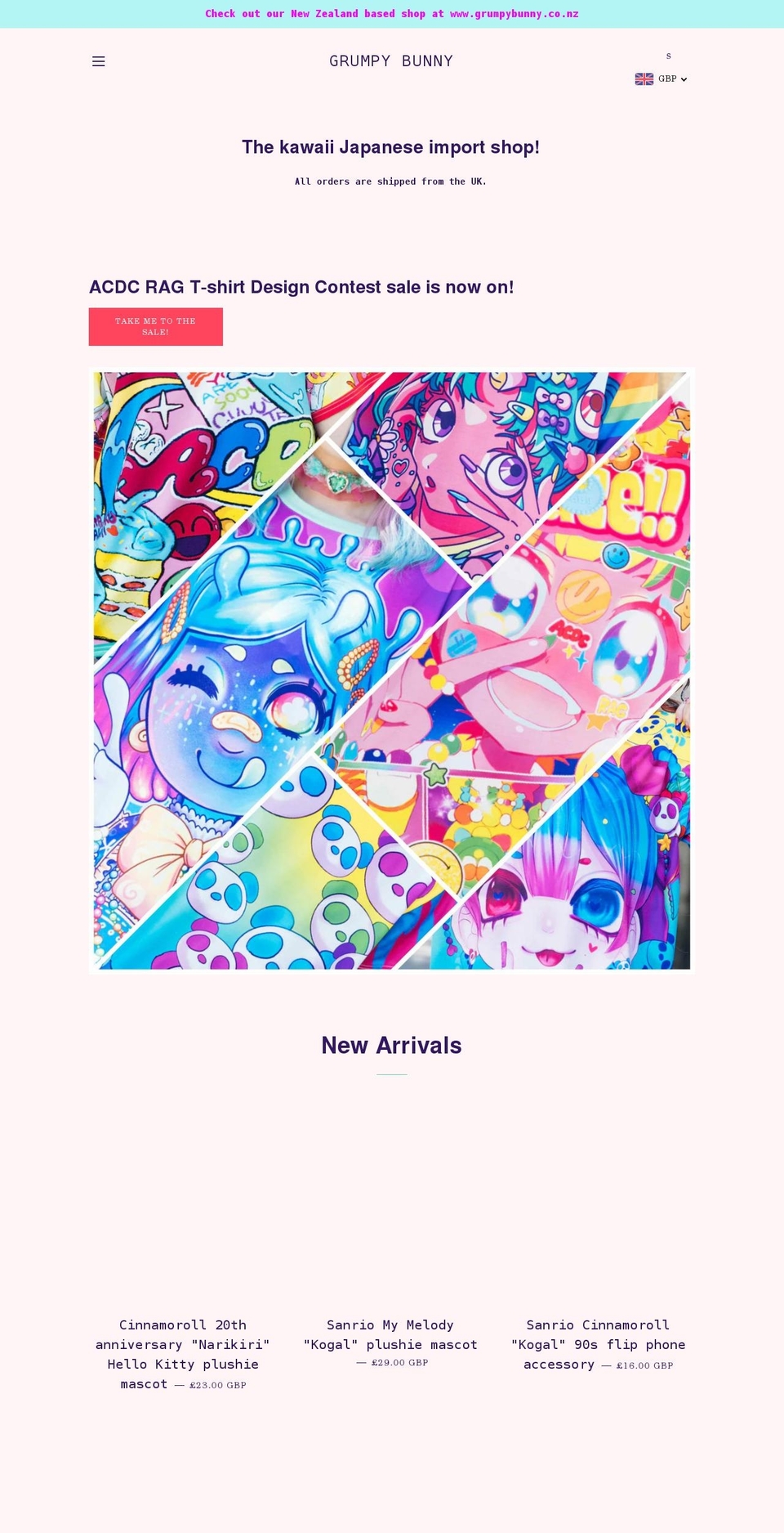 grumpybunny.com shopify website screenshot