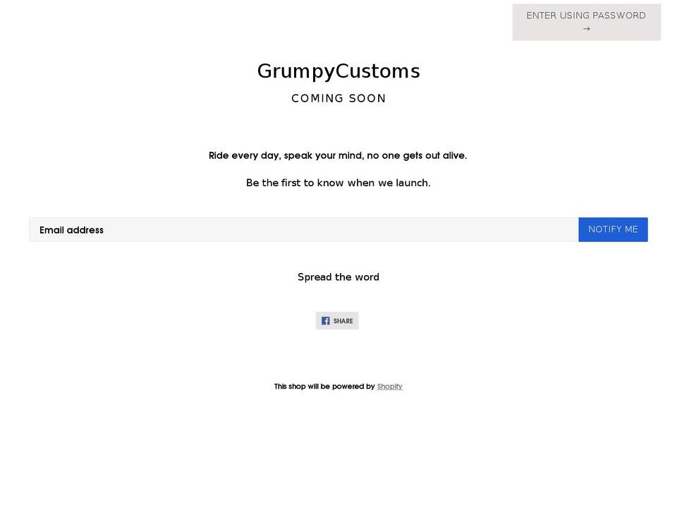 grumpycustoms.com — Shopify storefront screenshot