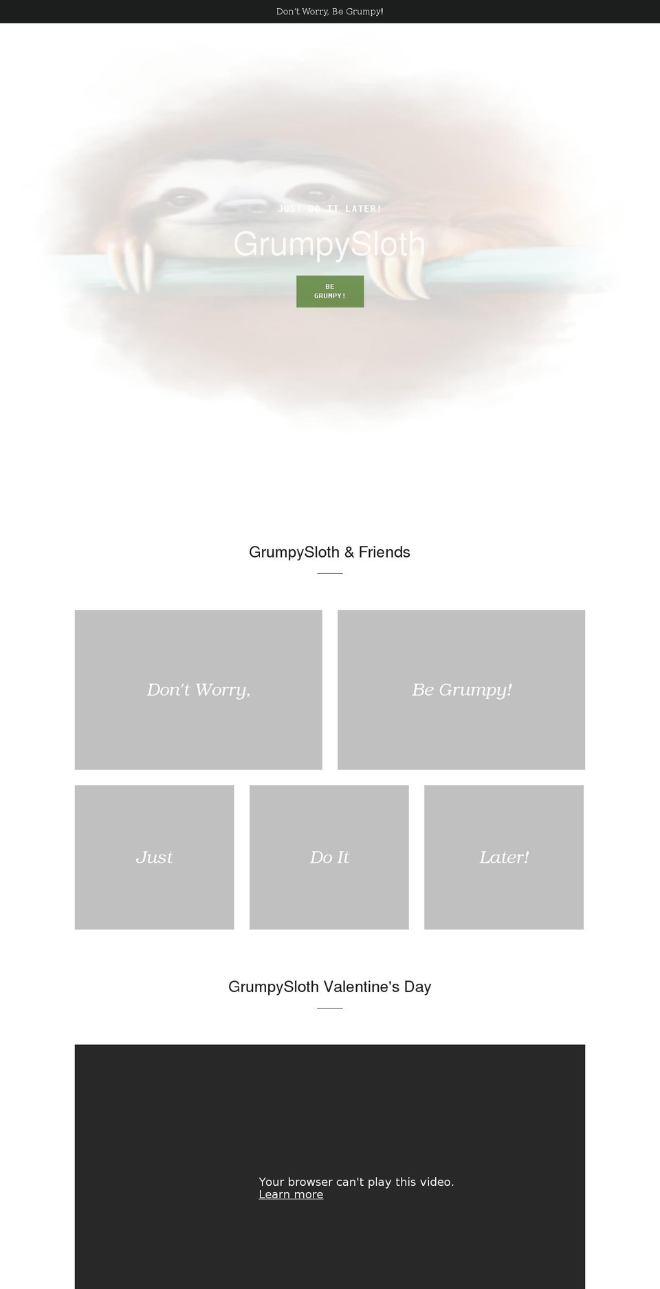 grumpysloths.com shopify website screenshot