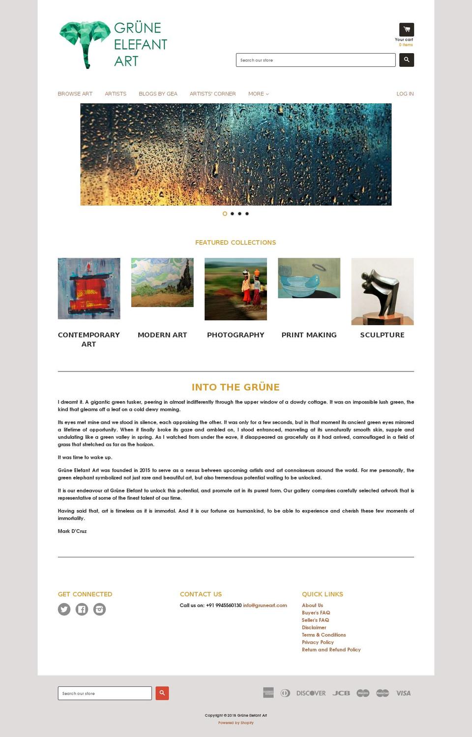 React White June 2016 Shopify theme site example gruneart.com