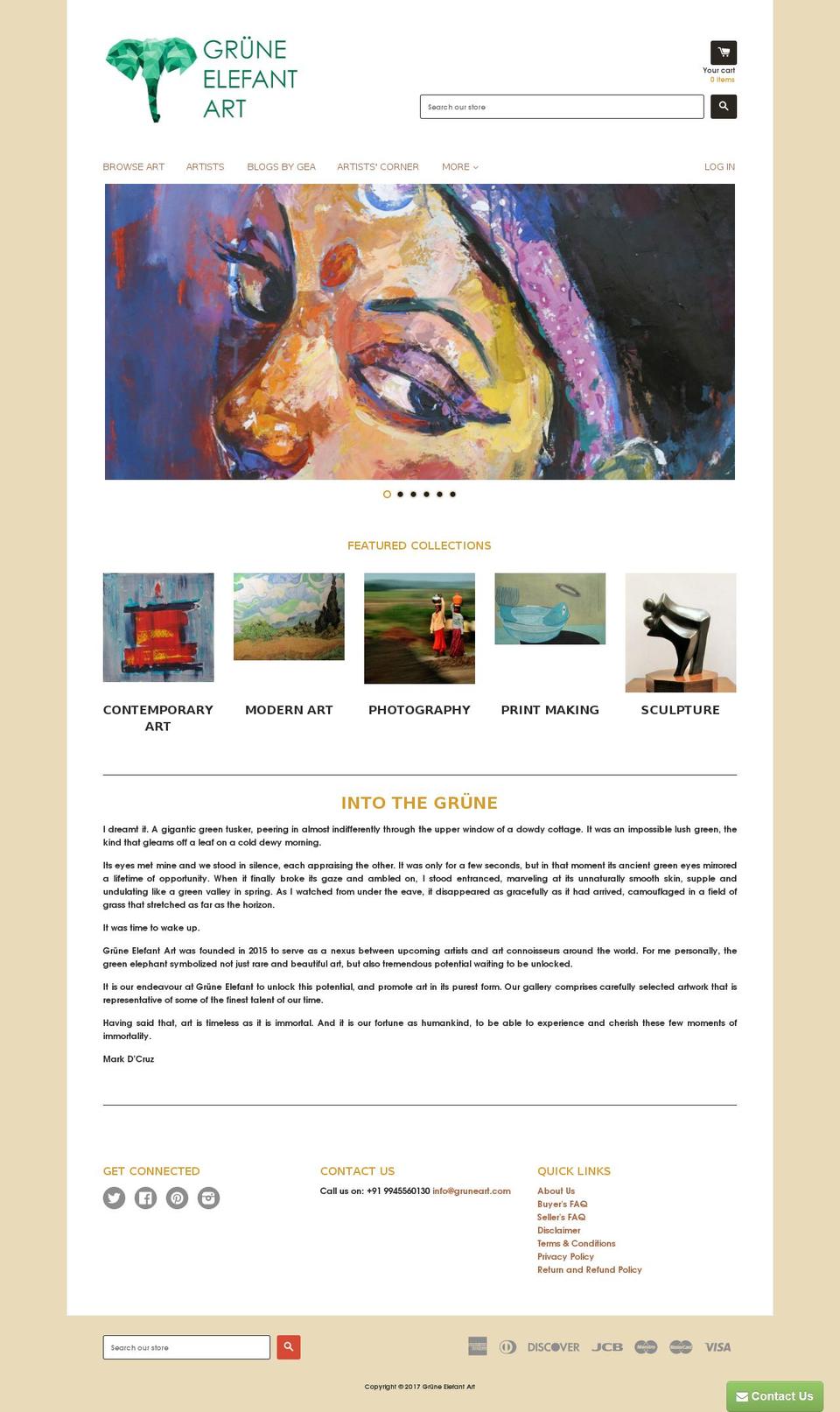 React White June 2016 Shopify theme site example gruneelefant.com