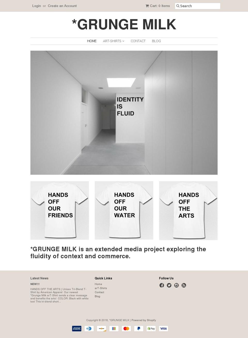 grungemilkstudio.com — Shopify storefront screenshot
