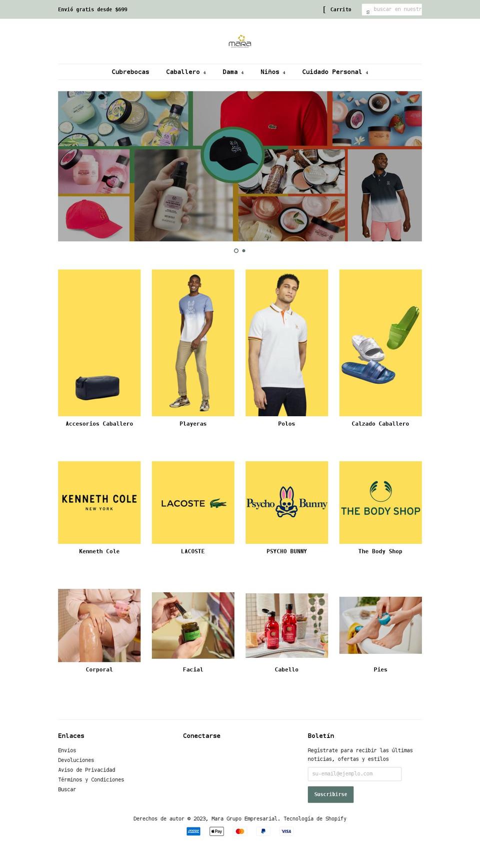 grupomara.mx shopify website screenshot