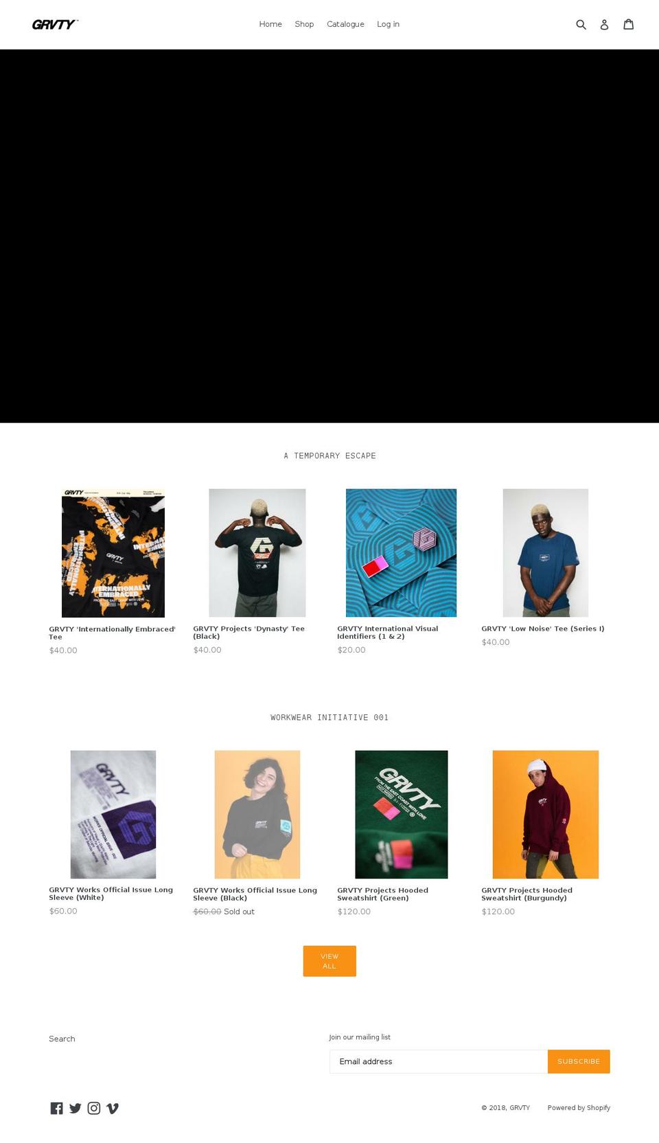 grvty.co shopify website screenshot