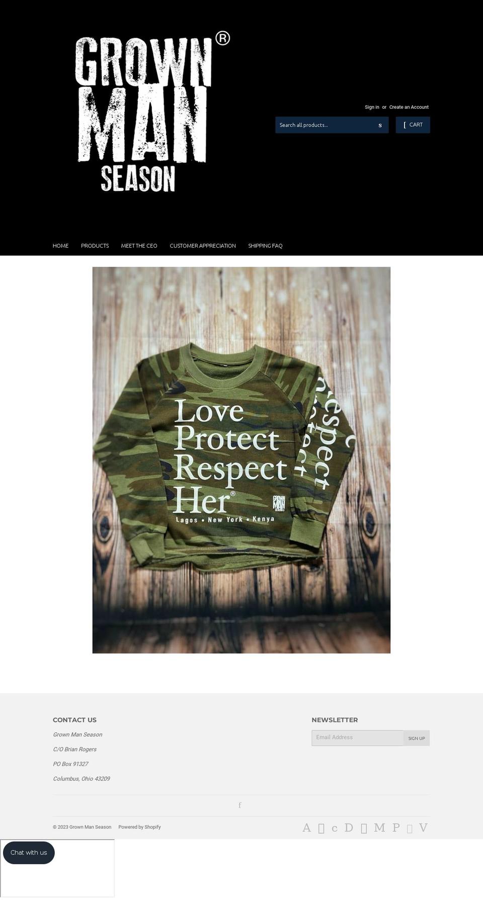 grwnmanseason.com — Shopify storefront screenshot