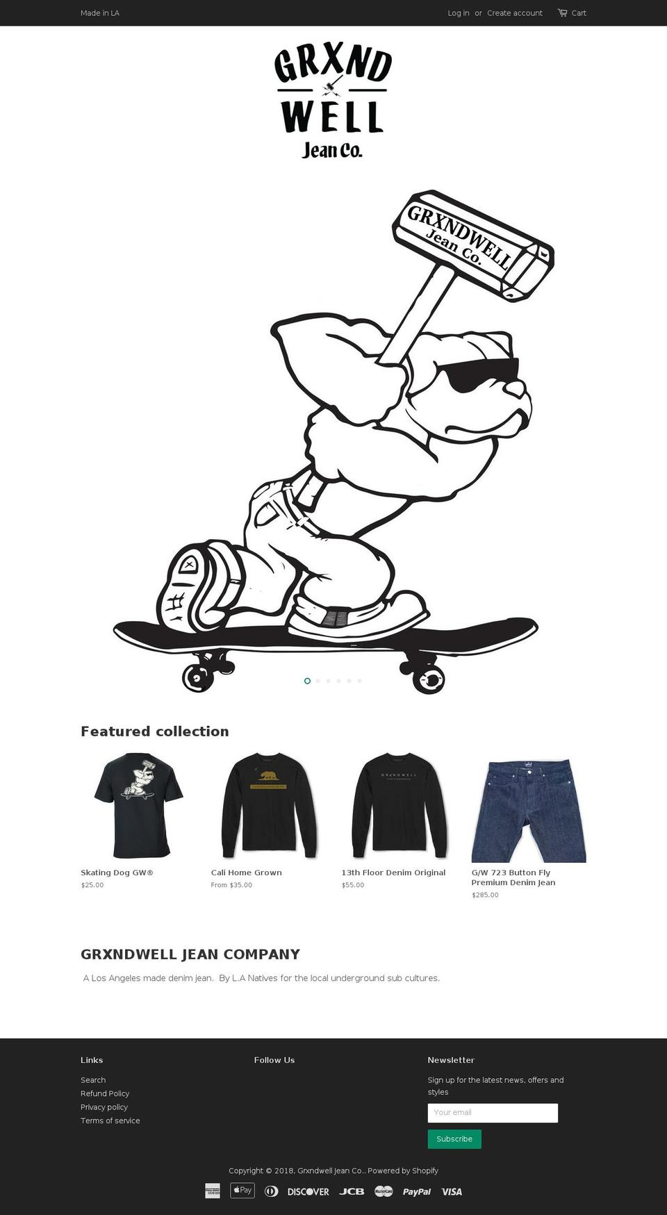 grxndwell.com — Shopify storefront screenshot