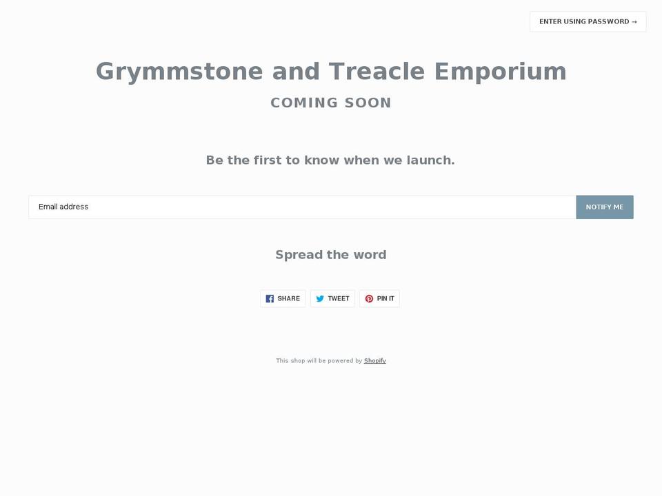 grymmstoneandtreacle.com shopify website screenshot