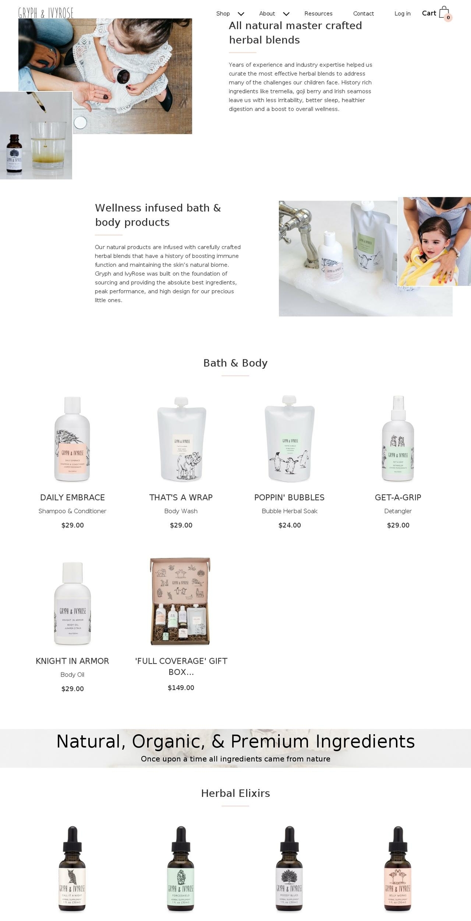 gryphandivyrose.com — Shopify storefront screenshot