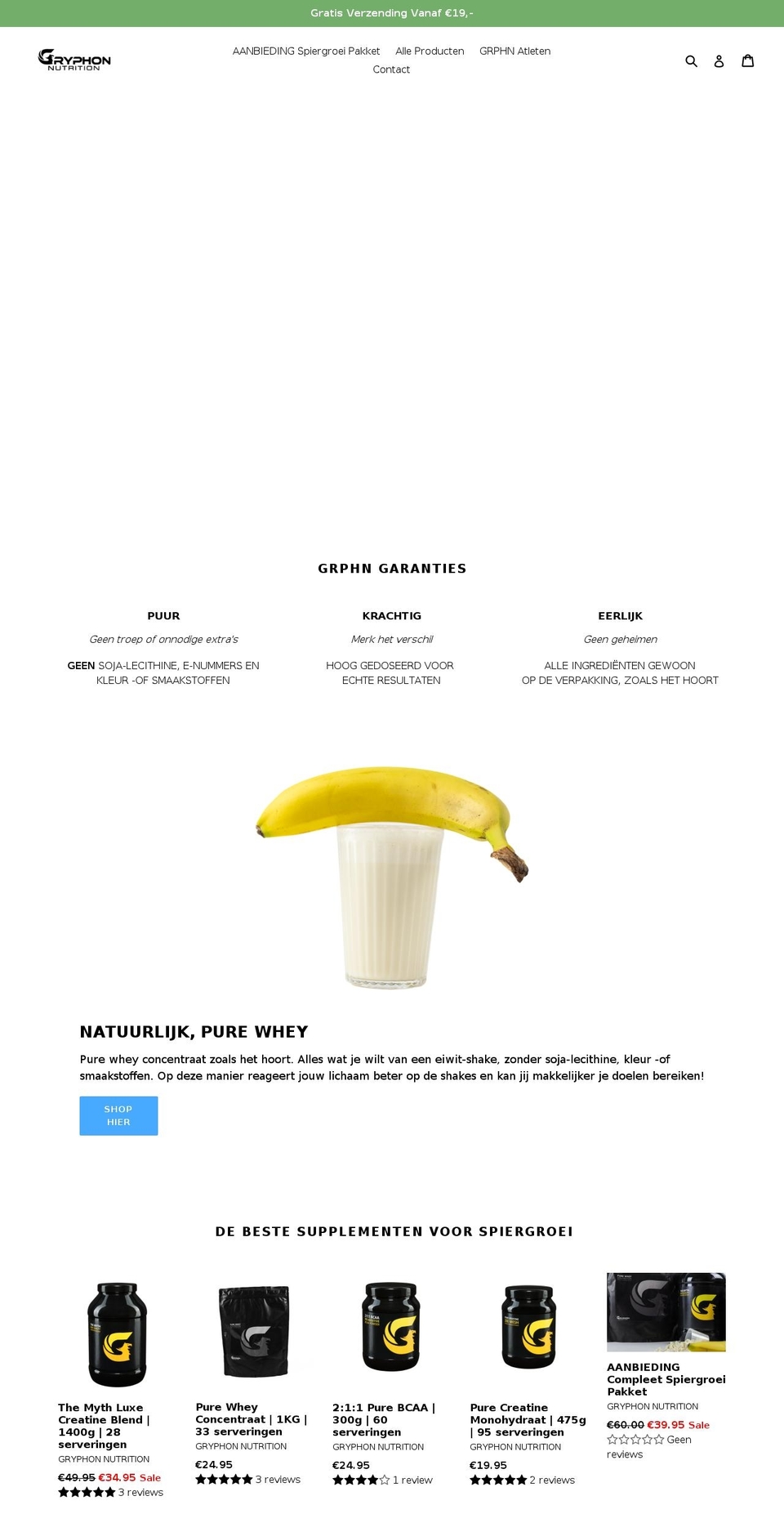 gryphon-nutrition.com shopify website screenshot