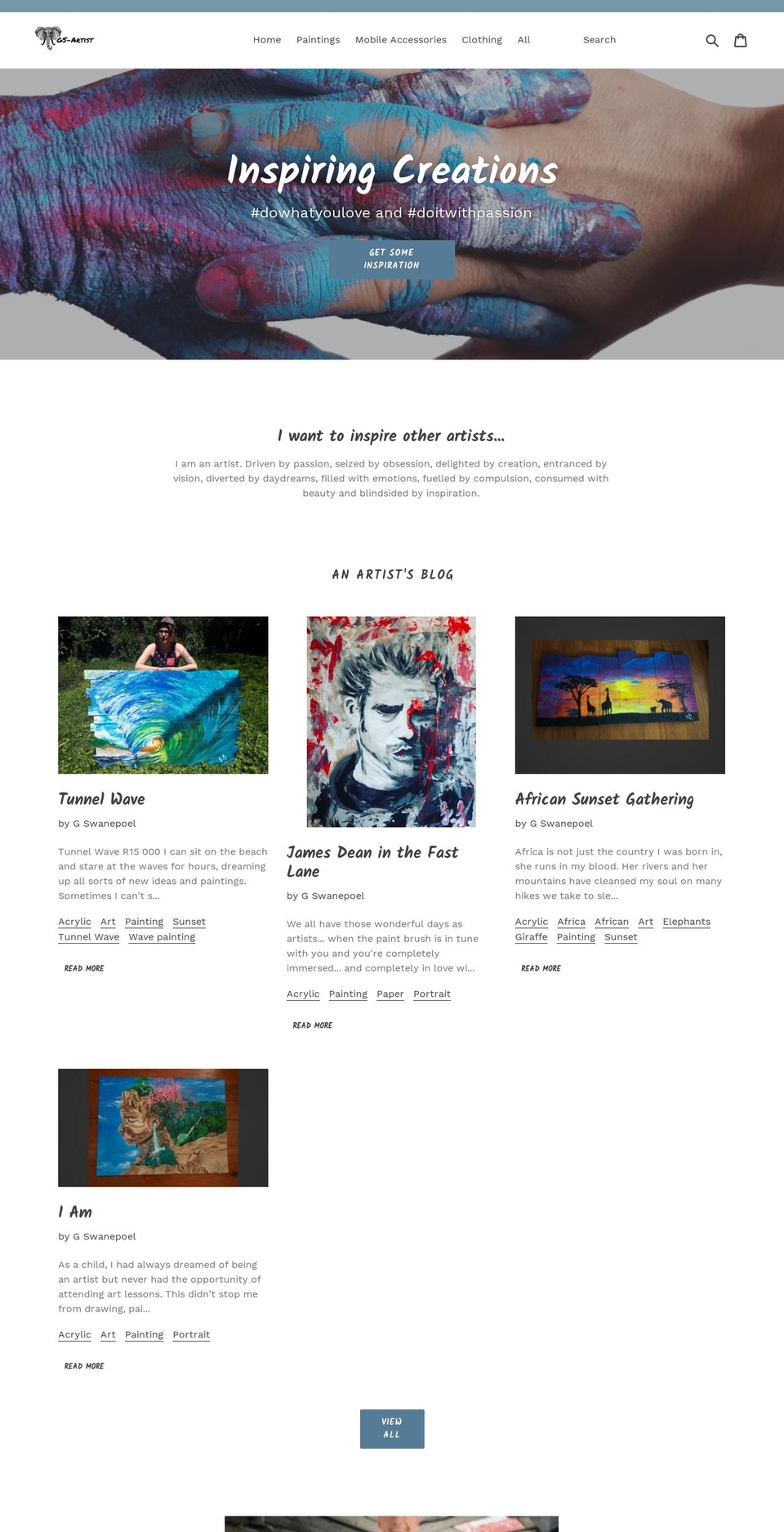 gs-artist.com — Shopify storefront screenshot
