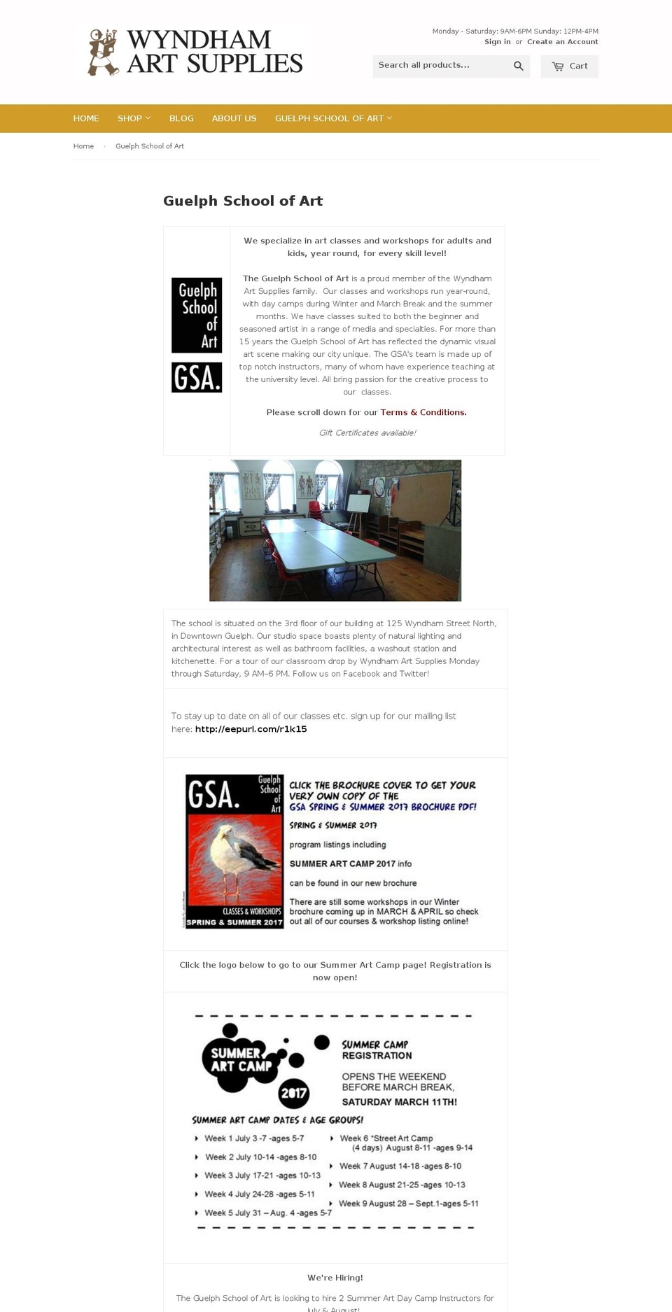 gsaguelph.com shopify website screenshot