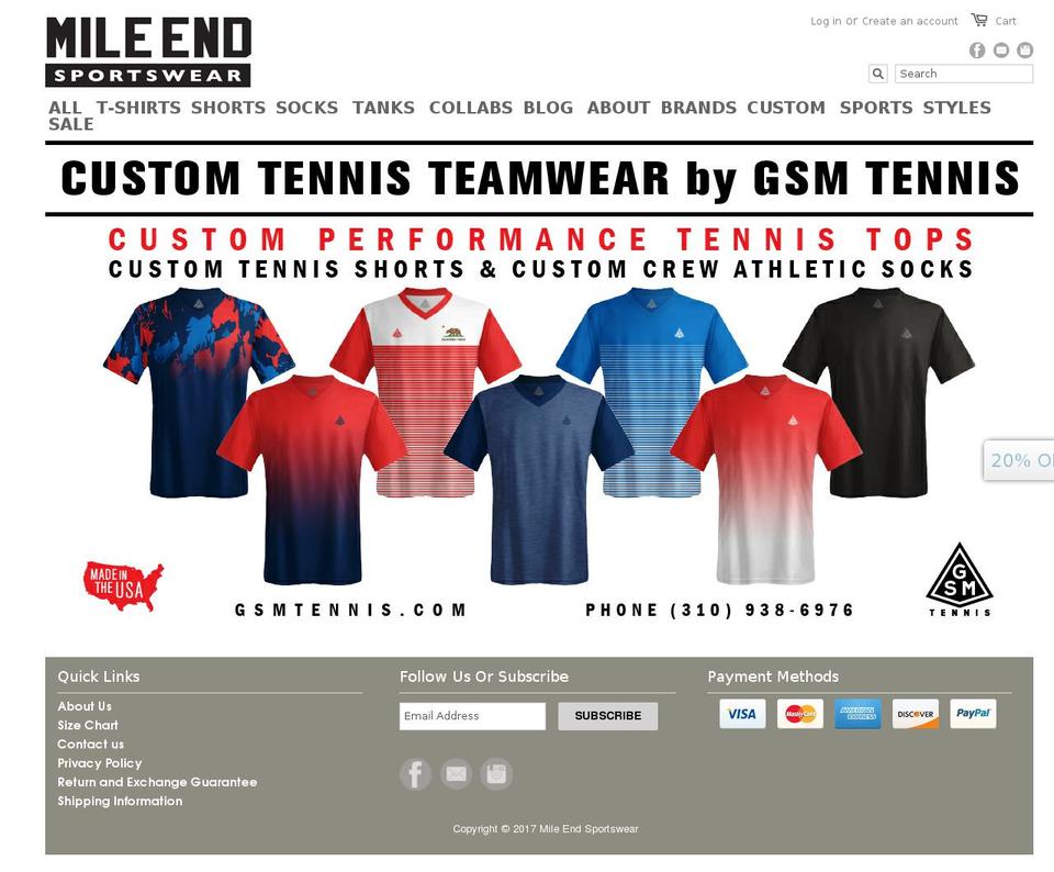 gsmtenniswear.com shopify website screenshot