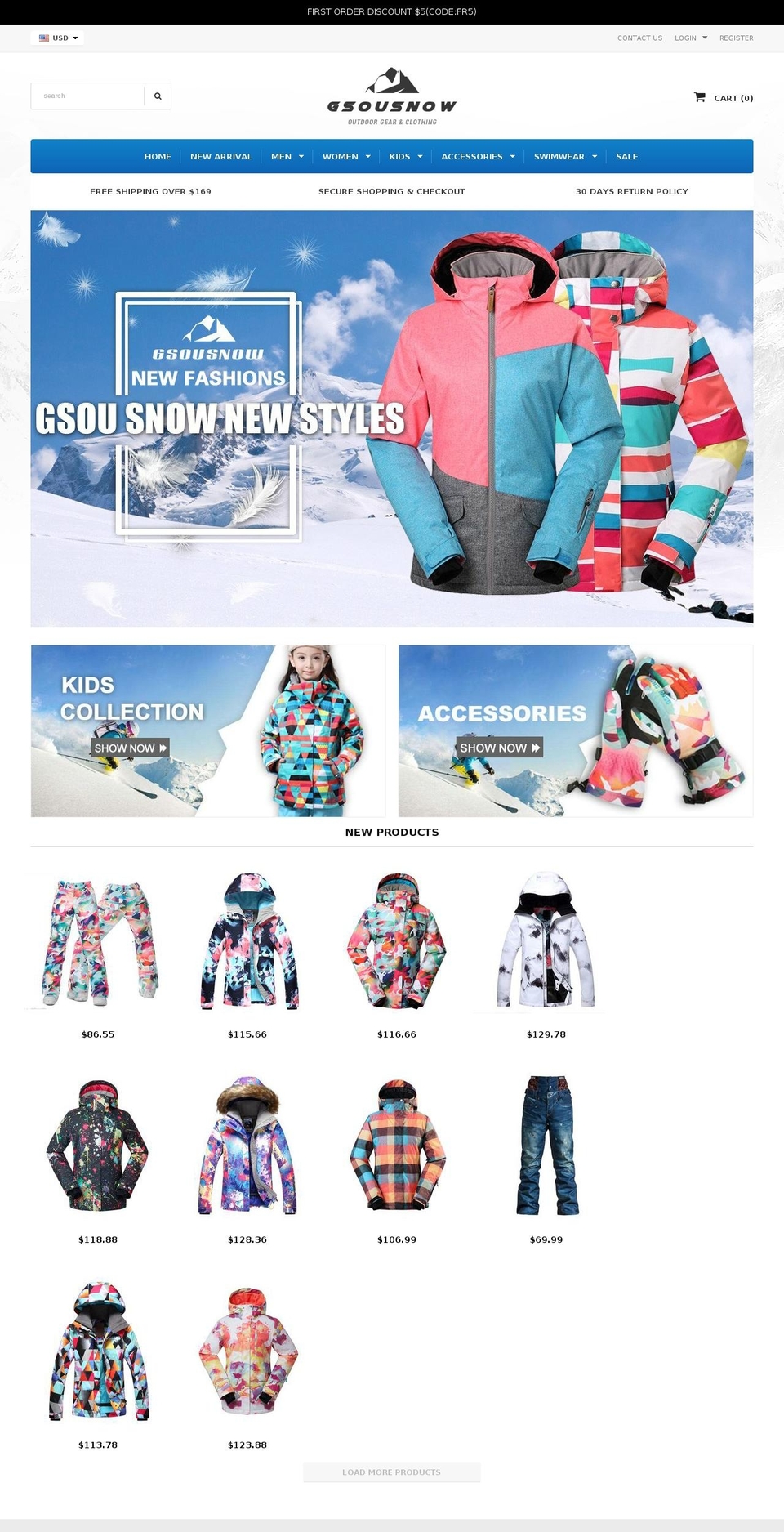 gsousnow.com shopify website screenshot