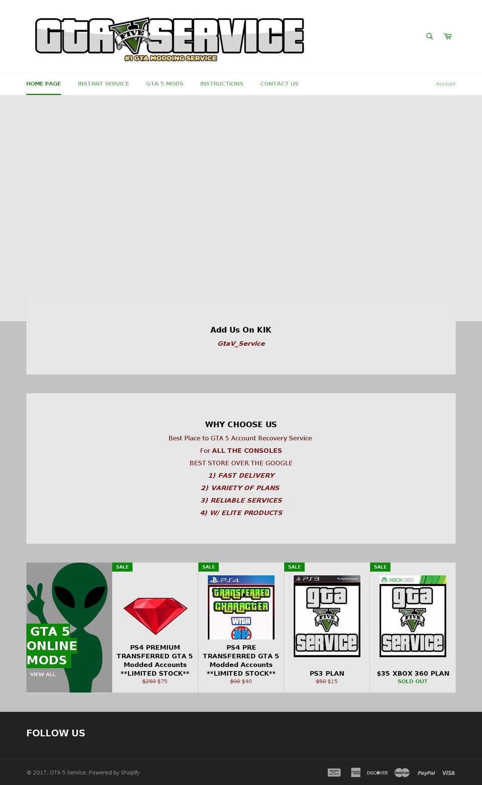 gta5services.com shopify website screenshot